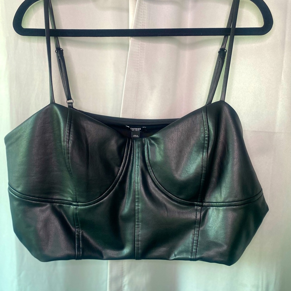 Express  cropped faux leather top (new without tags)